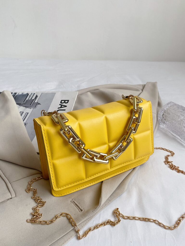 Mini Chain Decor Quilted Flap Square Bag